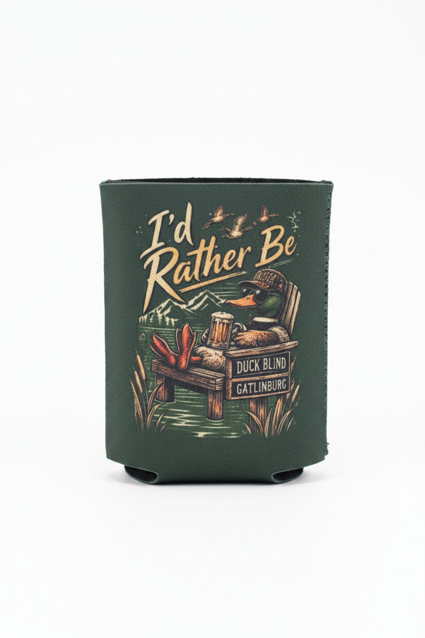 Duck Blind I' Rather Be Koozie