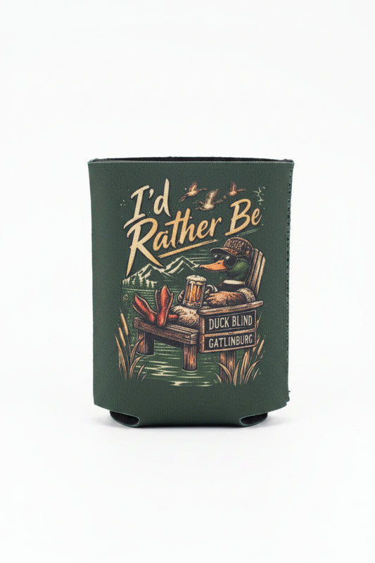 Duck Blind I' Rather Be Koozie